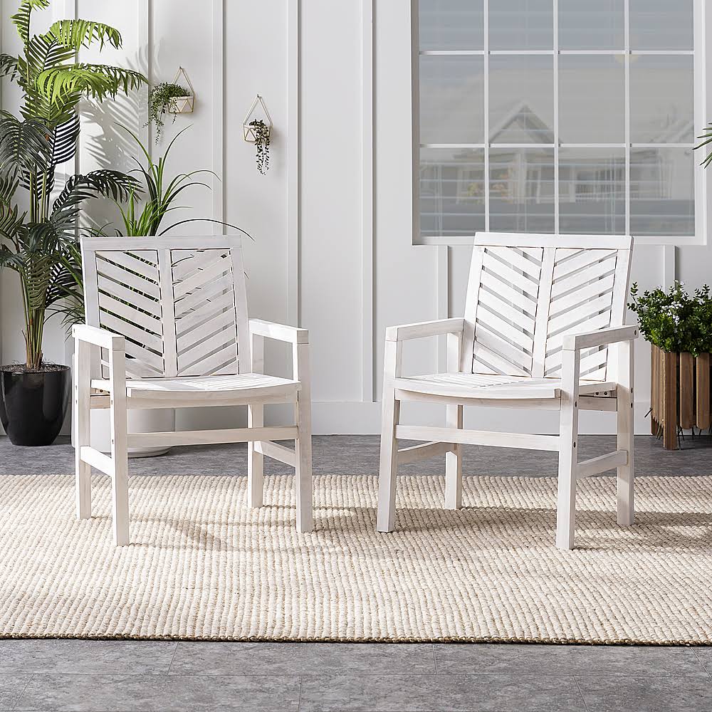 White Wash Solid Acacia Wood Patio Chair Y42030