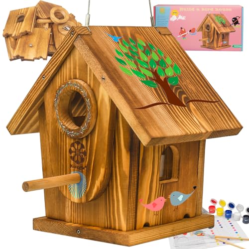 Carbonized Solid Mortise & Tenon Bird House DIY Kit A656