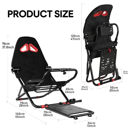 Foldable Racing Simulator Cockpit (Black) E838