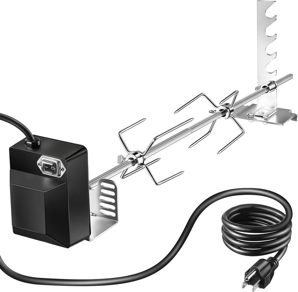 Universal Rotisserie Grill Kit with 120V 4W Motor, 28'' Spit Rod, 2 x 4 Forks L4929