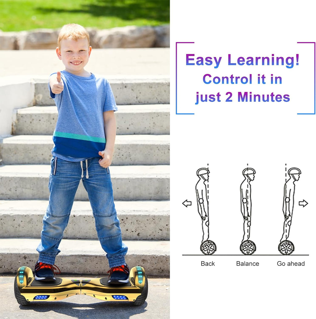 Golden Electric Hoverboard with LED Light L302