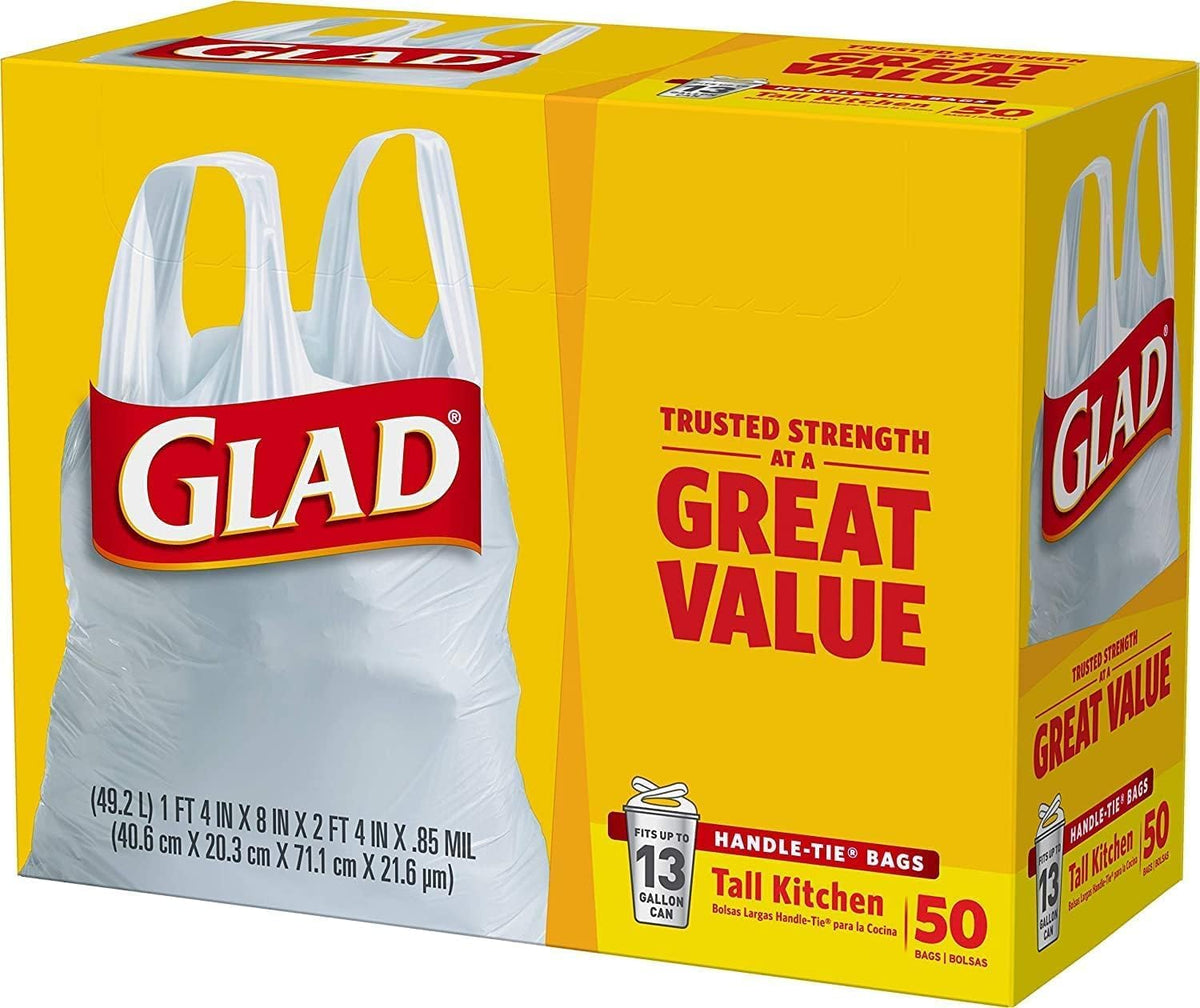 Tall Kitchen Trash Bags 13 Gallon White 50 Count Pack of 2 K516500
