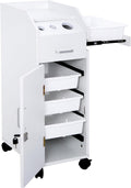 Rolling Hair Salon Storage Cart with Wheels & 3 Hair Dryer Holders & Drawers & Lock L5441