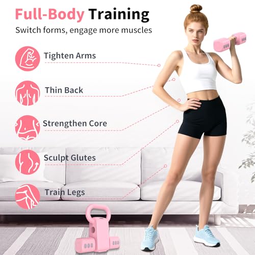 2-in-1 Adjustable Dumbbells Set, 4 Levels Weight, Each 2.2/3.3/4.4/5.5lb Hand Weights with Kettlebell Form X6452