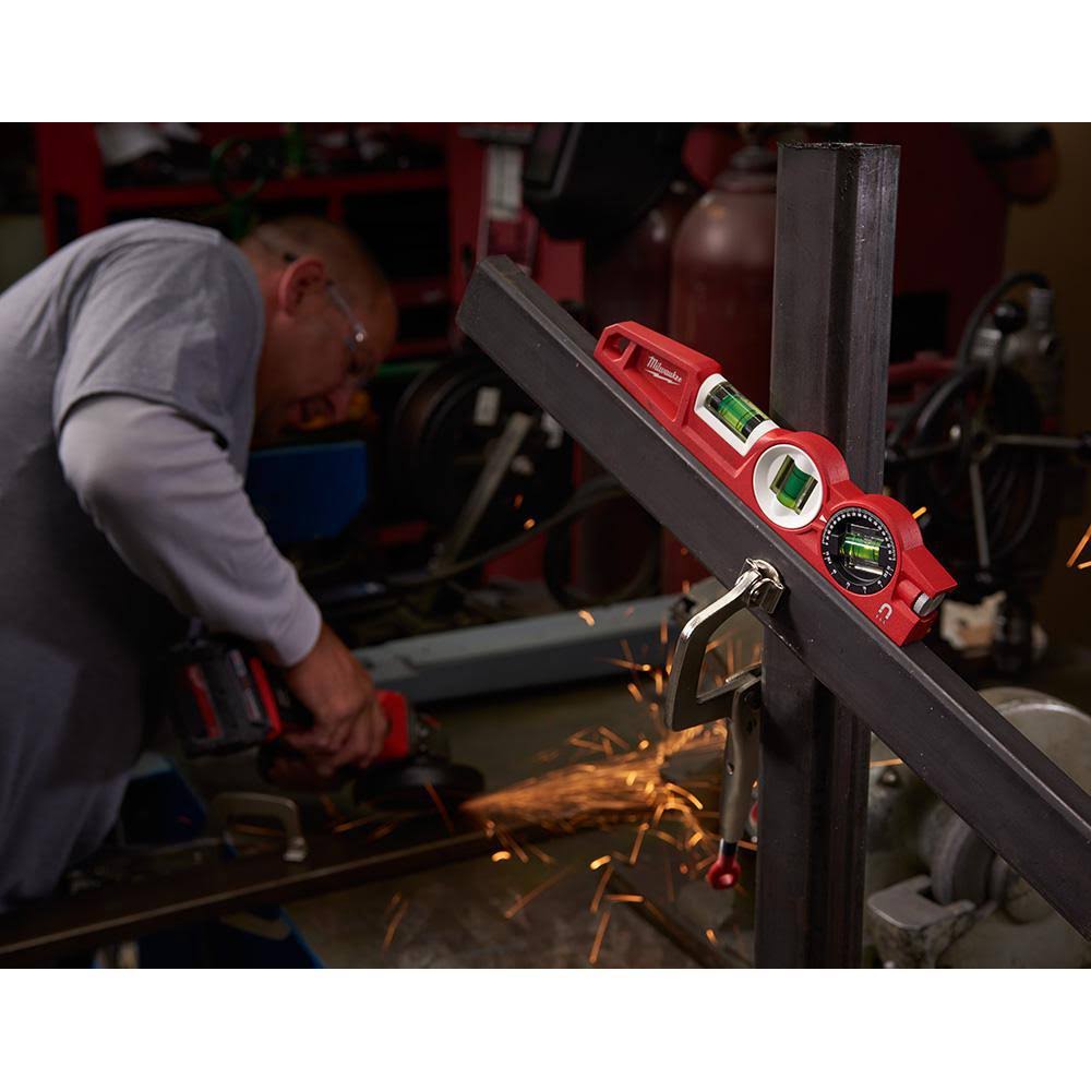 10 in. 360-Degree Locking Die Cast Torpedo Level with 25 ft. Stud Tape Measure J6994