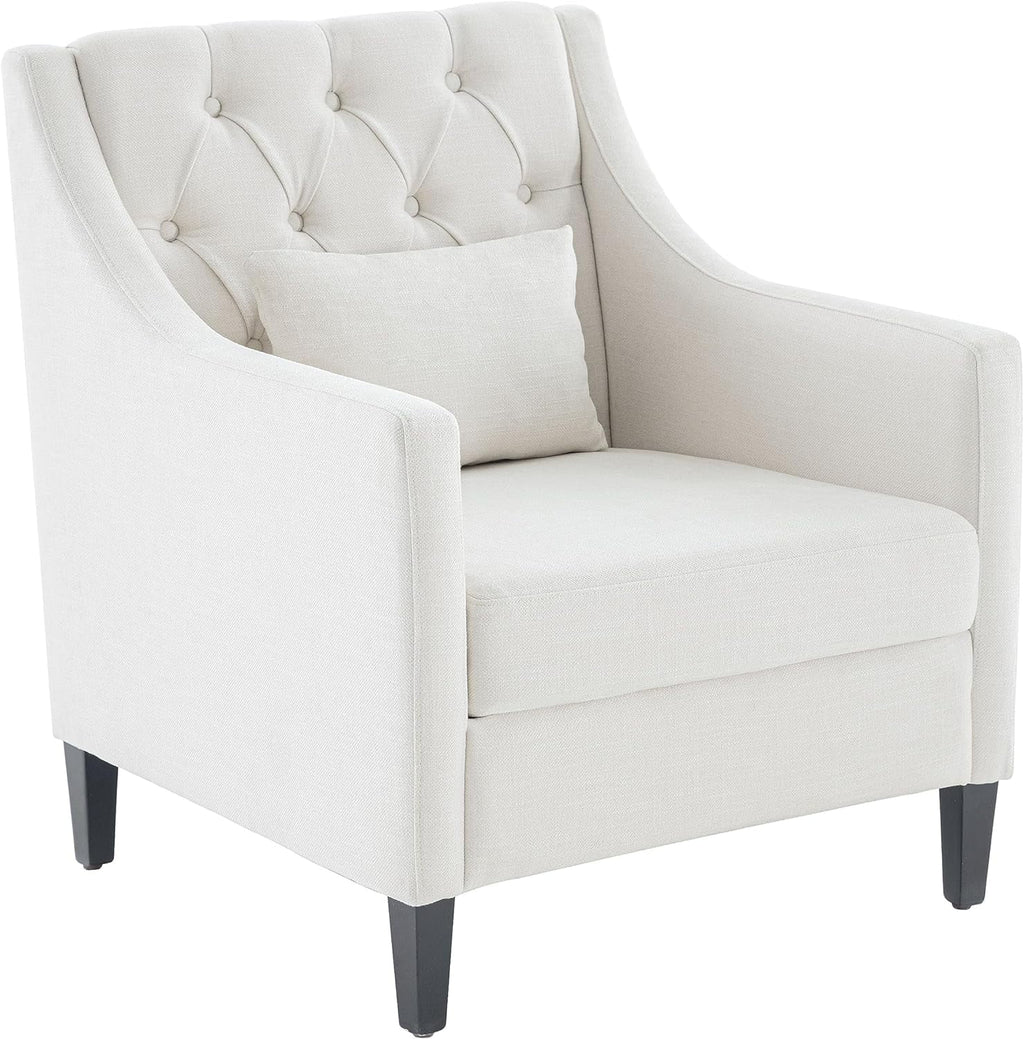 Beige Fabric Accent Chair with Wood Frame S4375