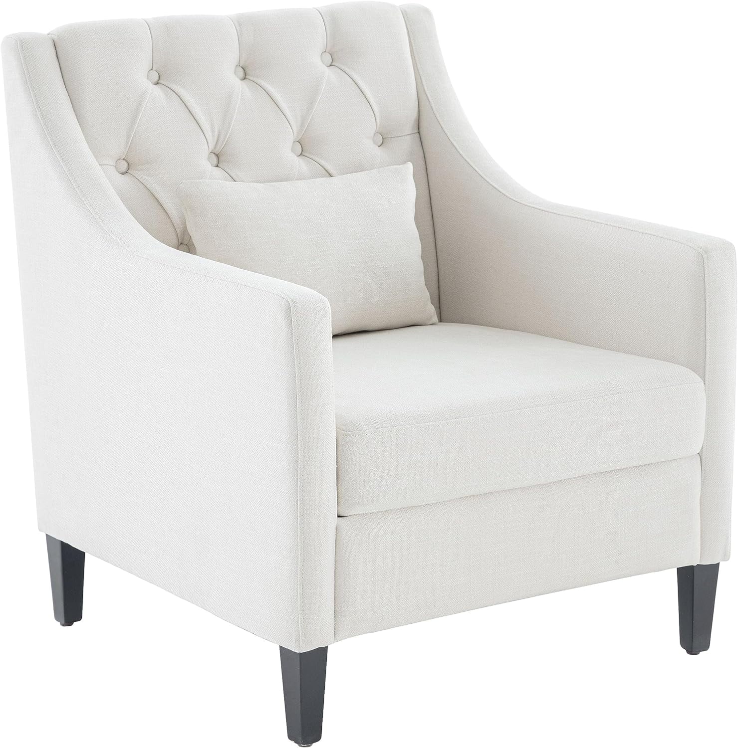 Beige Fabric Accent Chair with Wood Frame S4375