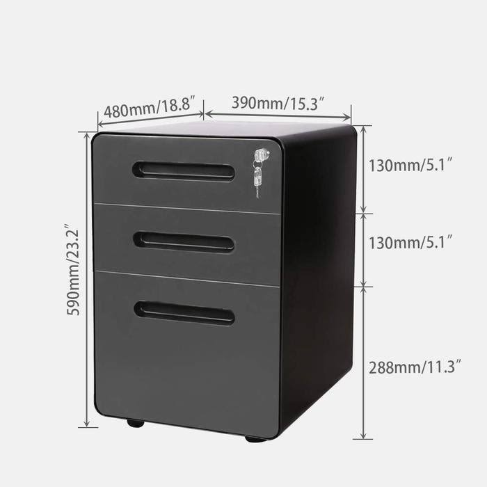 3-Drawer Metal Mobile File Cabinet with Locking Keys V9138