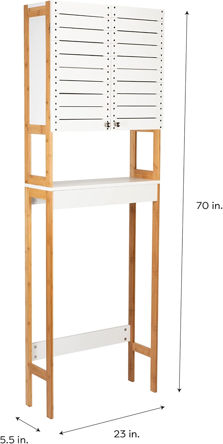White Bamboo 3 Shelf Over The Toilet Cabinet H73992