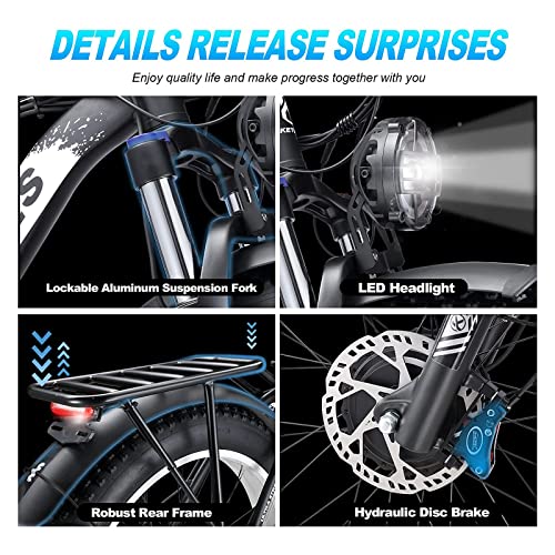 2000W Dual Motor Electric Bike 26" Fat Tire 48V 23AH Removable Battery 35 MPH 21 Speed Hydraulic Disc Brake F636