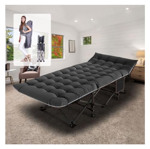 Gray Folding Camping Cot with Mattress Hold 600 LB E8580