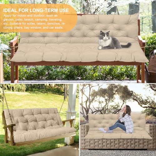 Light Coffee 47x40" Waterproof Bench Cushion with Ties A692