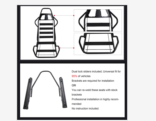 Black & Beige PVC Leather Bucket Seats with Sliders D83907