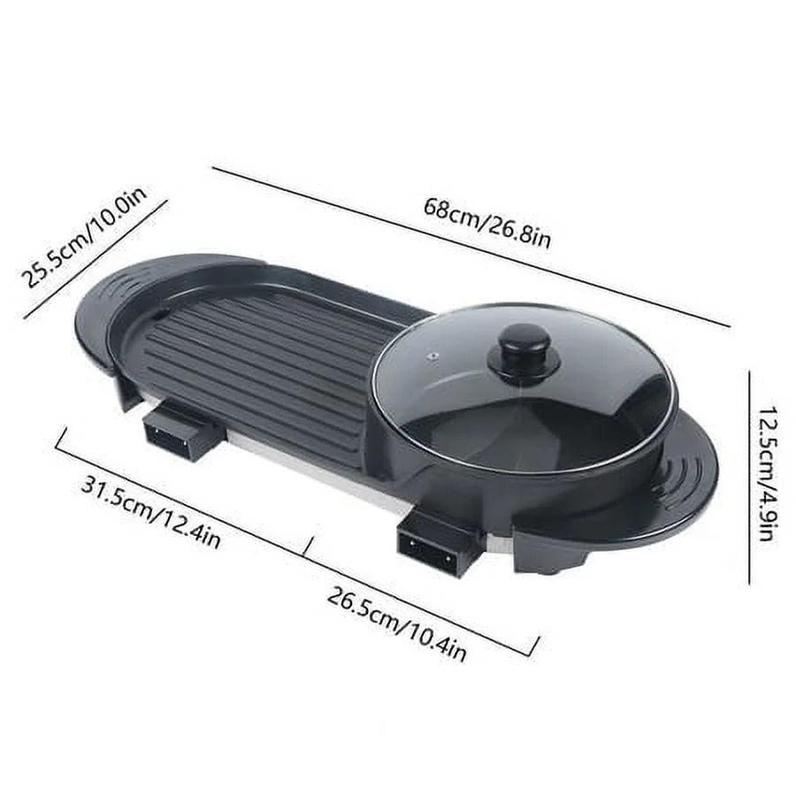 2in1 Electric Non-Stick Grill Hot Pot BBQ Soup Shabu Pot 2.2KW L2237
