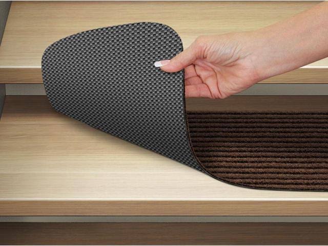 Set of 15 Skid-Resistant Carpet Stair Treads Bittersweet Brown 8 Inches x 23.5 Inches L2017