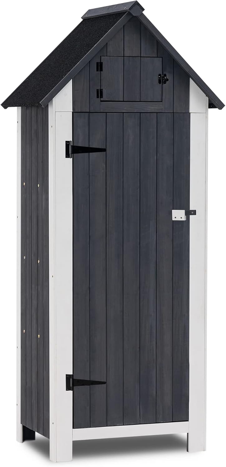 Natural Fir Wood Outdoor Storage Cabinet M833840