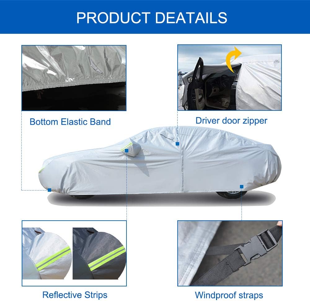 6 Layers Waterproof Car Cover 185 X 70 X 59 inches U63956
