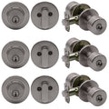 Satin Nickel Keyed Entry Door Knob / Deadbolt 3-Pack with Round Rose Q6510