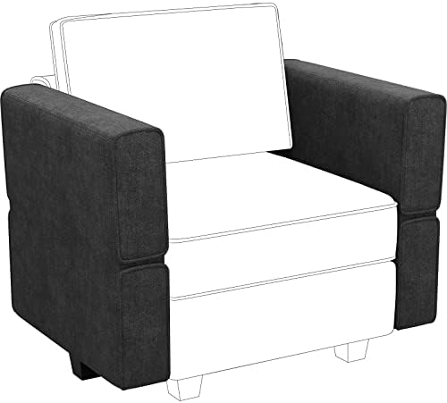 Black Fabric Modular Sectional Sofa with Ottoman V801181