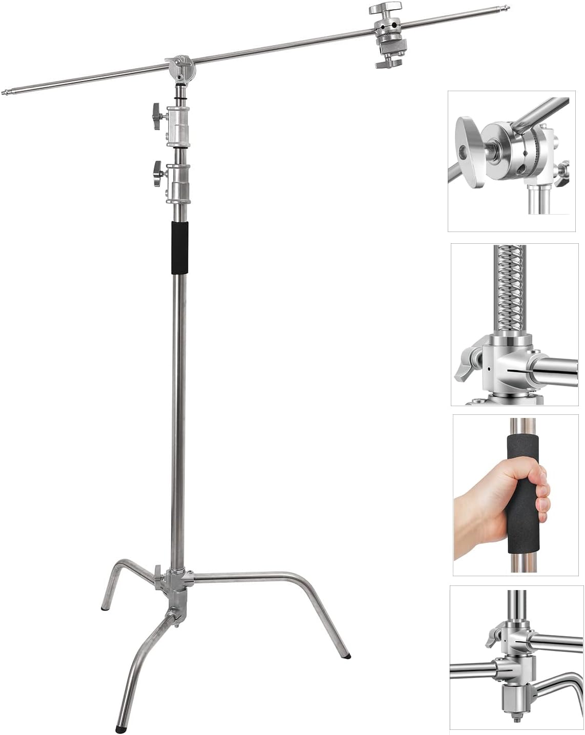 10.8ft Stainless-Steel C Stand with Boom Arm, 2pcs Grip Heads X600210