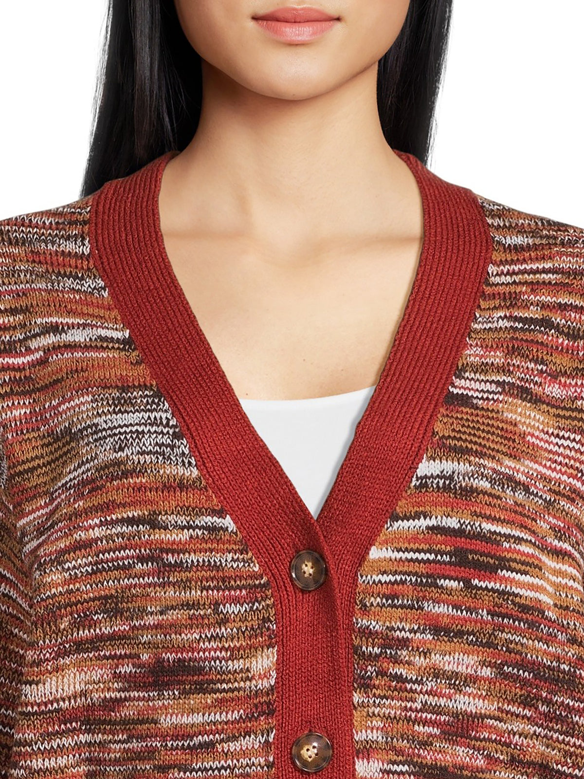 Women's V-Neck Cardigan Sweater with Long Sleeves L8843