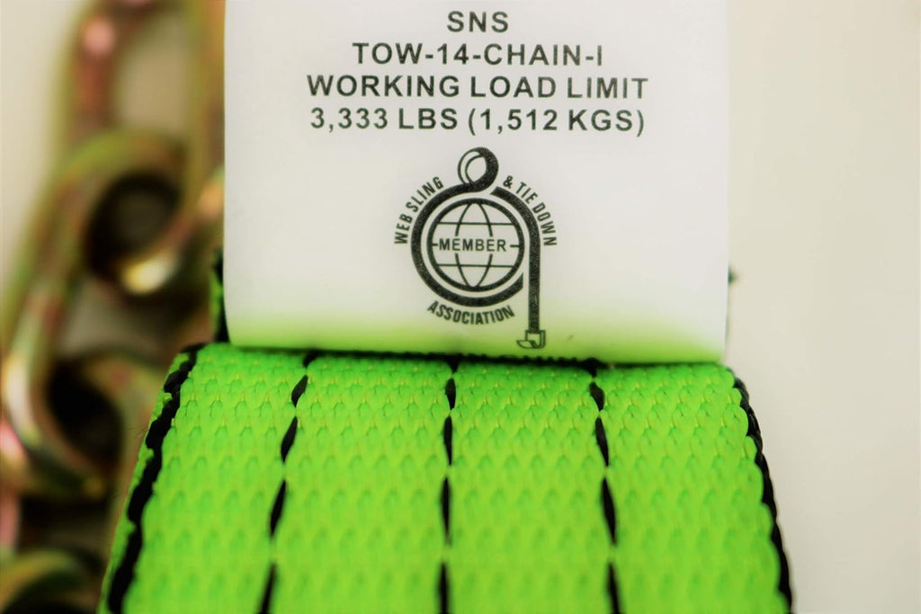 4 Pack 2" X 14' Heavy Duty Strap with 12" Chain Tail A100228