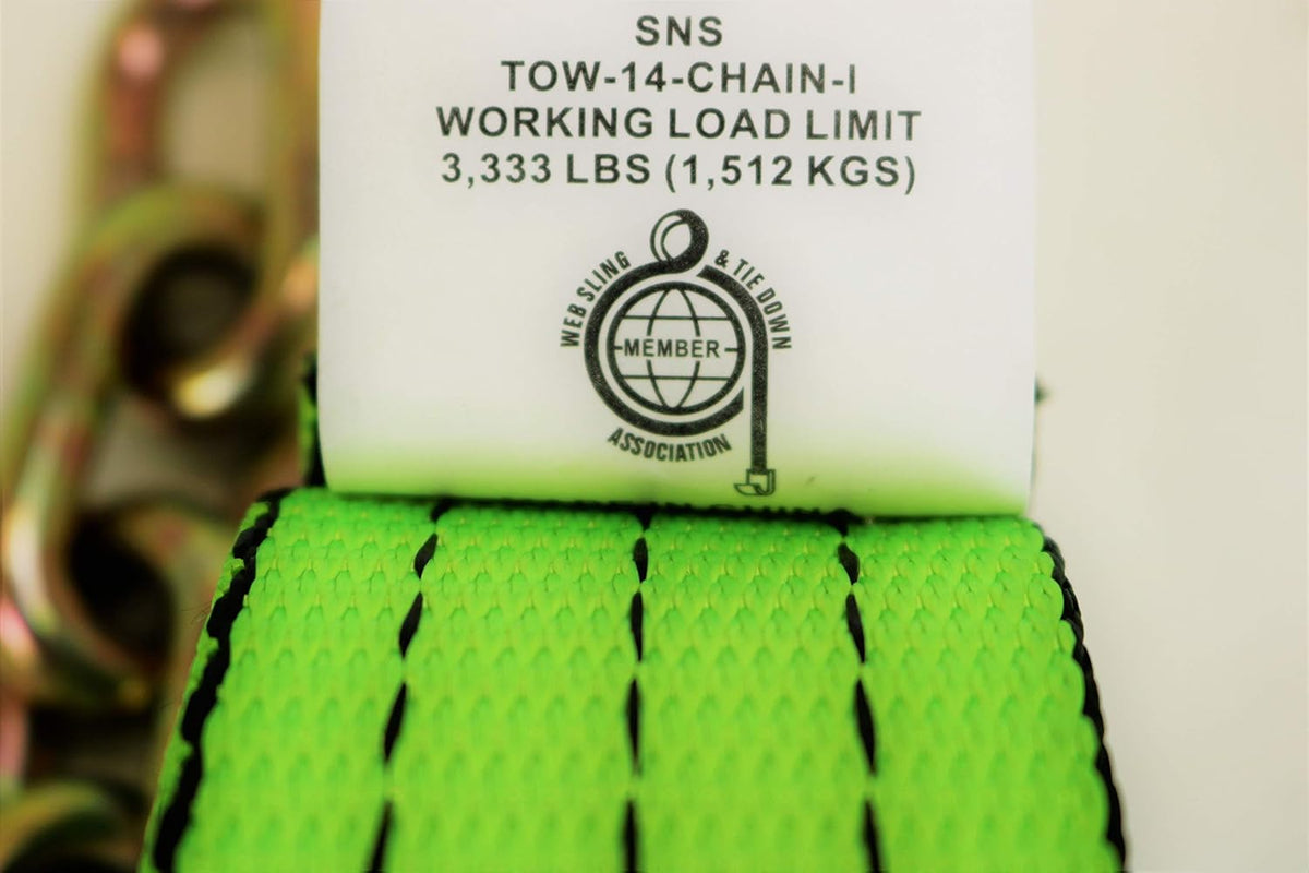 4 Pack 2" X 14' Heavy Duty Strap with 12" Chain Tail A100228