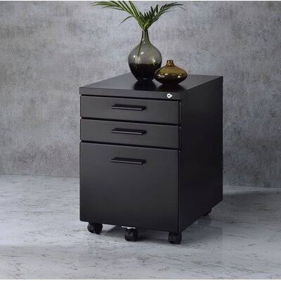 Black 3-Drawer Mobile Vertical Filing Cabinet R48063