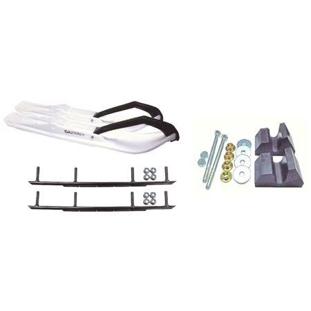 White Snowmobile Skis with 10 inch Round Bars Complete Kit L3640