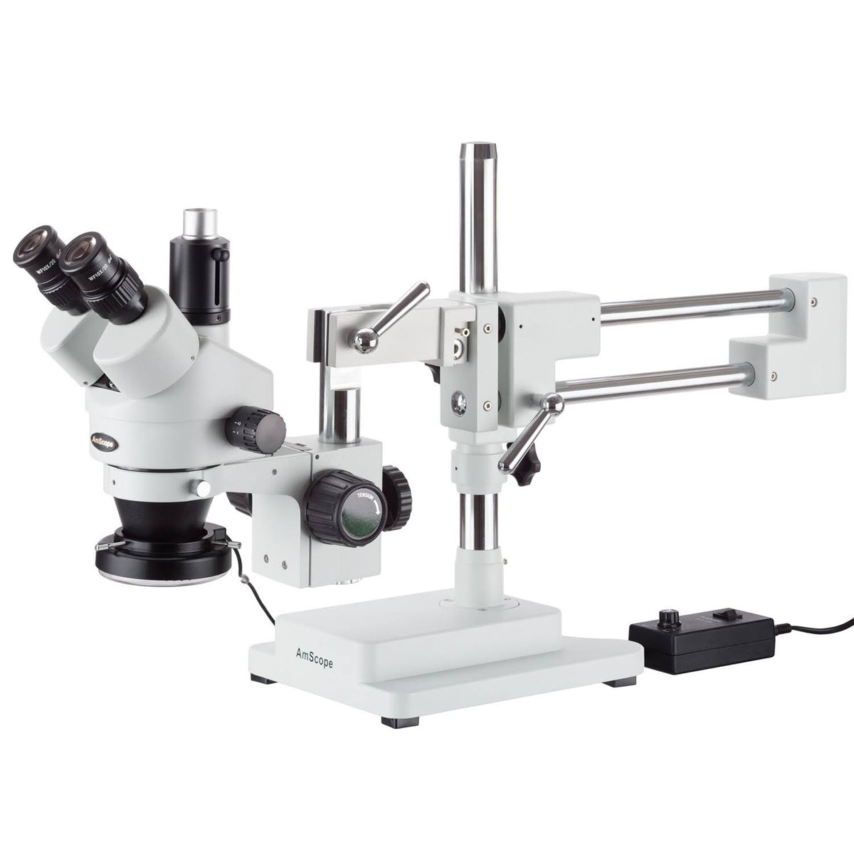3.5X-90X Simul-Focal Stereo Zoom Microscope on Dual Arm Boom Stand with 144-LED Ring Light V397878