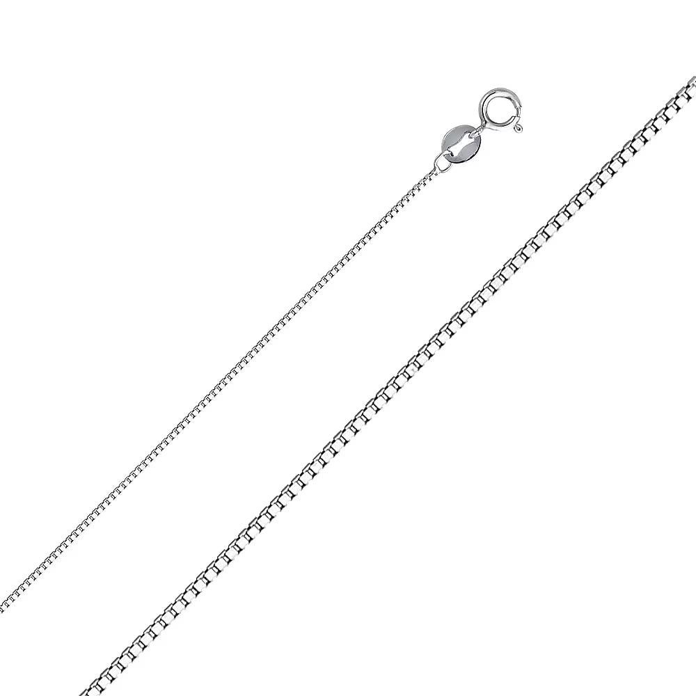 14k White Gold Box Pendant Chain Necklace 16 inch L916190