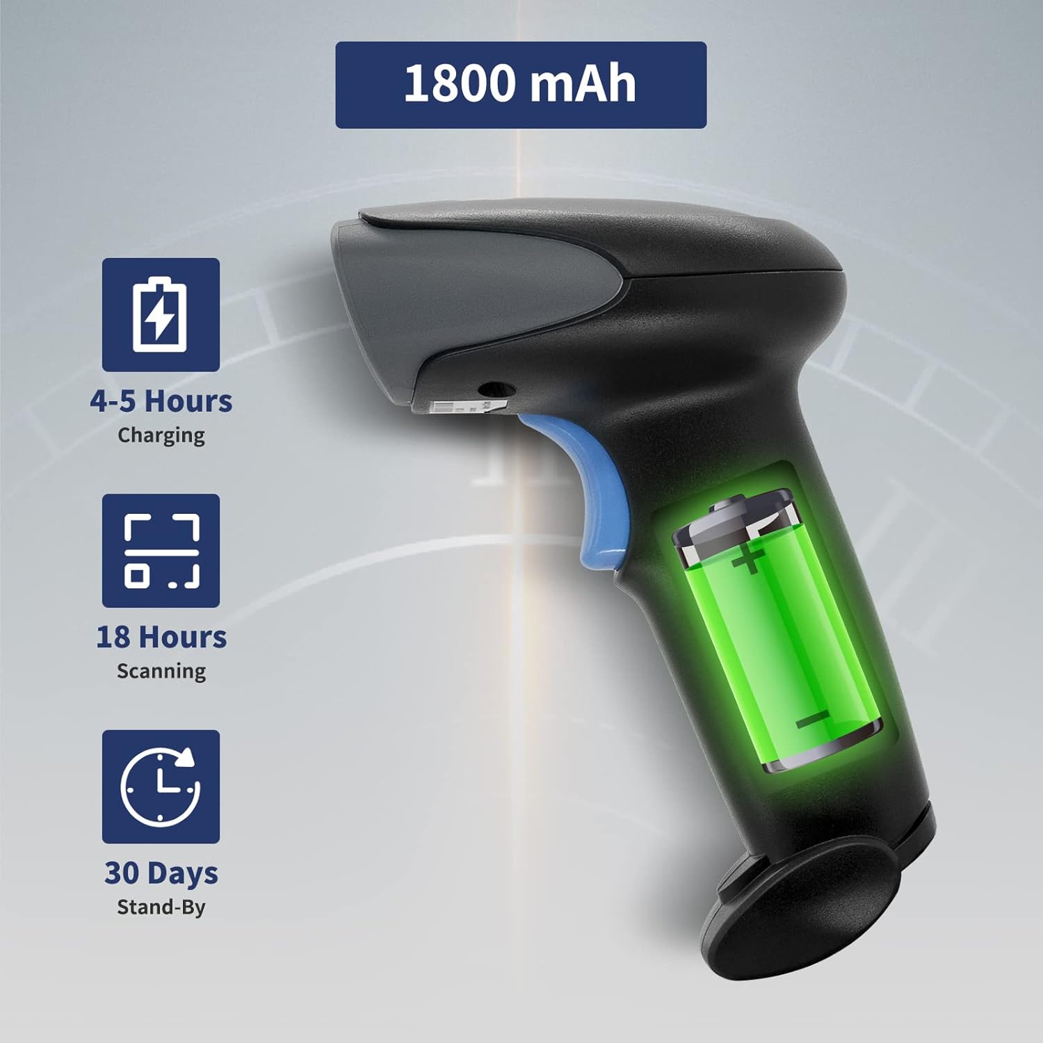 Wireless Barcode Scanner with Stand, CMOS USB POS Scanner for PC Computer Laptop F13468