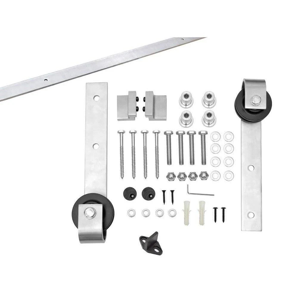 Stained Wooden Sliding Barn Door with Hardware Kit E6061
