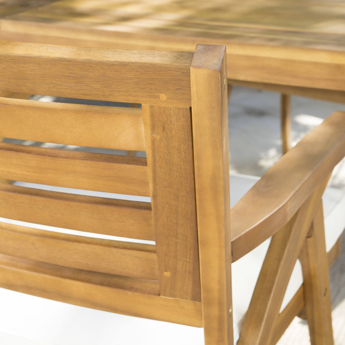 7 Piece Teak Finish Acacia Wood Patio Dining Set U865