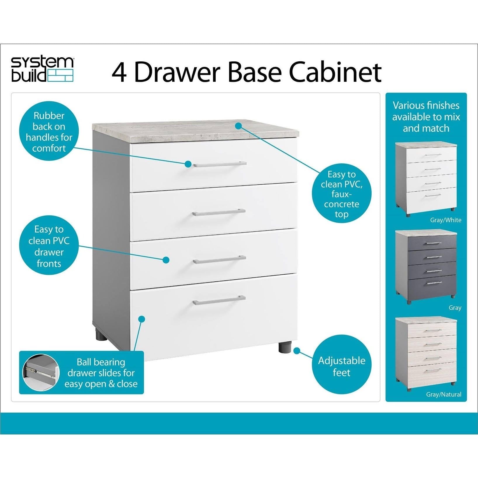 White 4 Drawer Base Cabinet T547212
