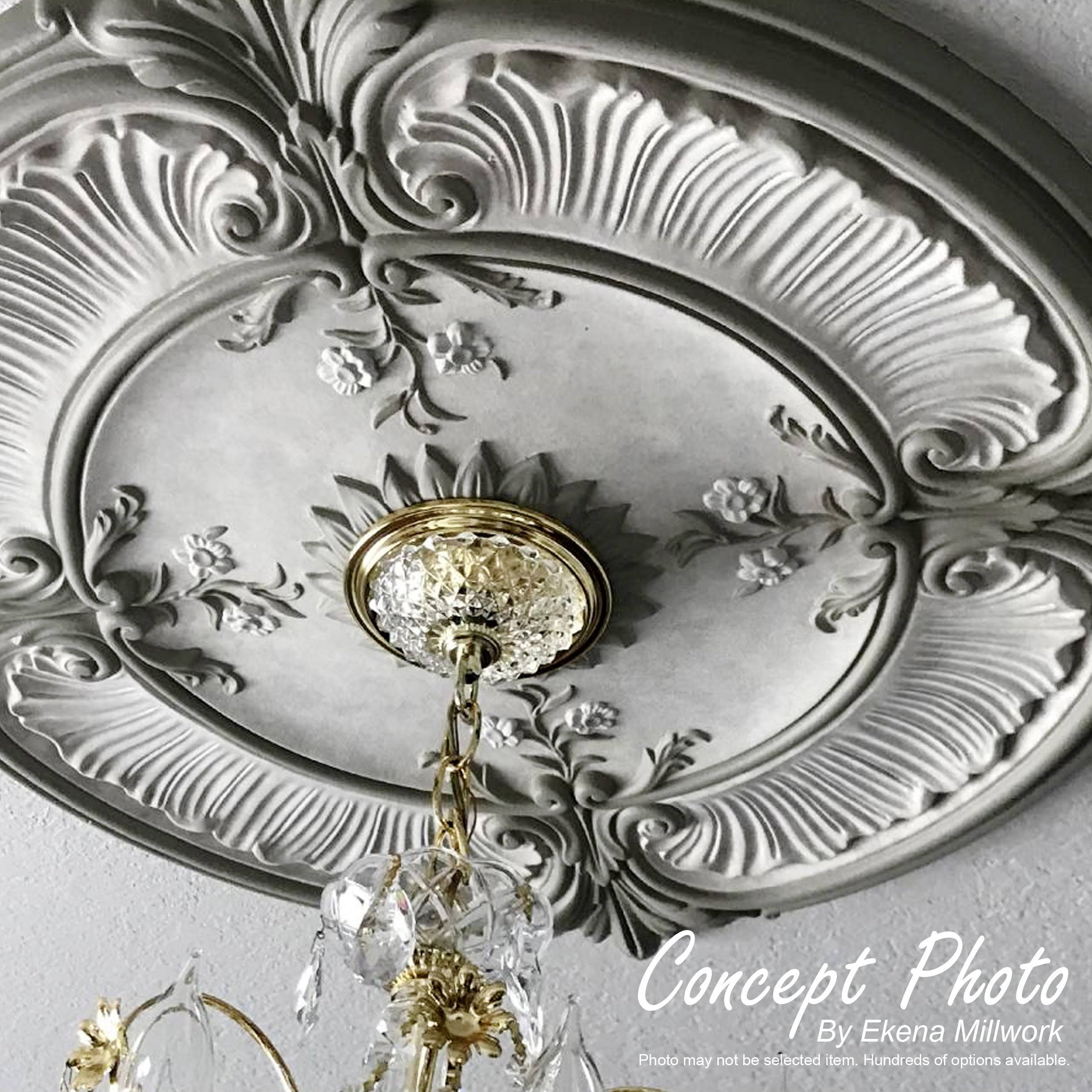 24 1/4x22OD x 1 1/2x22P Hand-Painted Platinum Ceiling Medallion A300