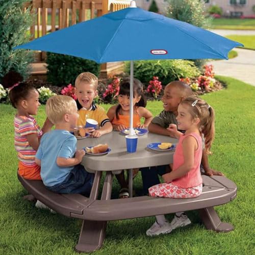 Brown Picnic Table with Market Umbrella L526