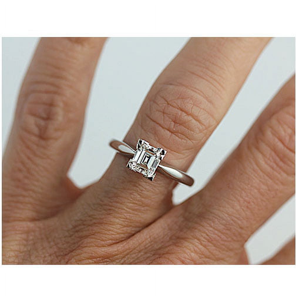 14k White Gold Asscher Cut Diamond Engagement Ring .91ctw H991
