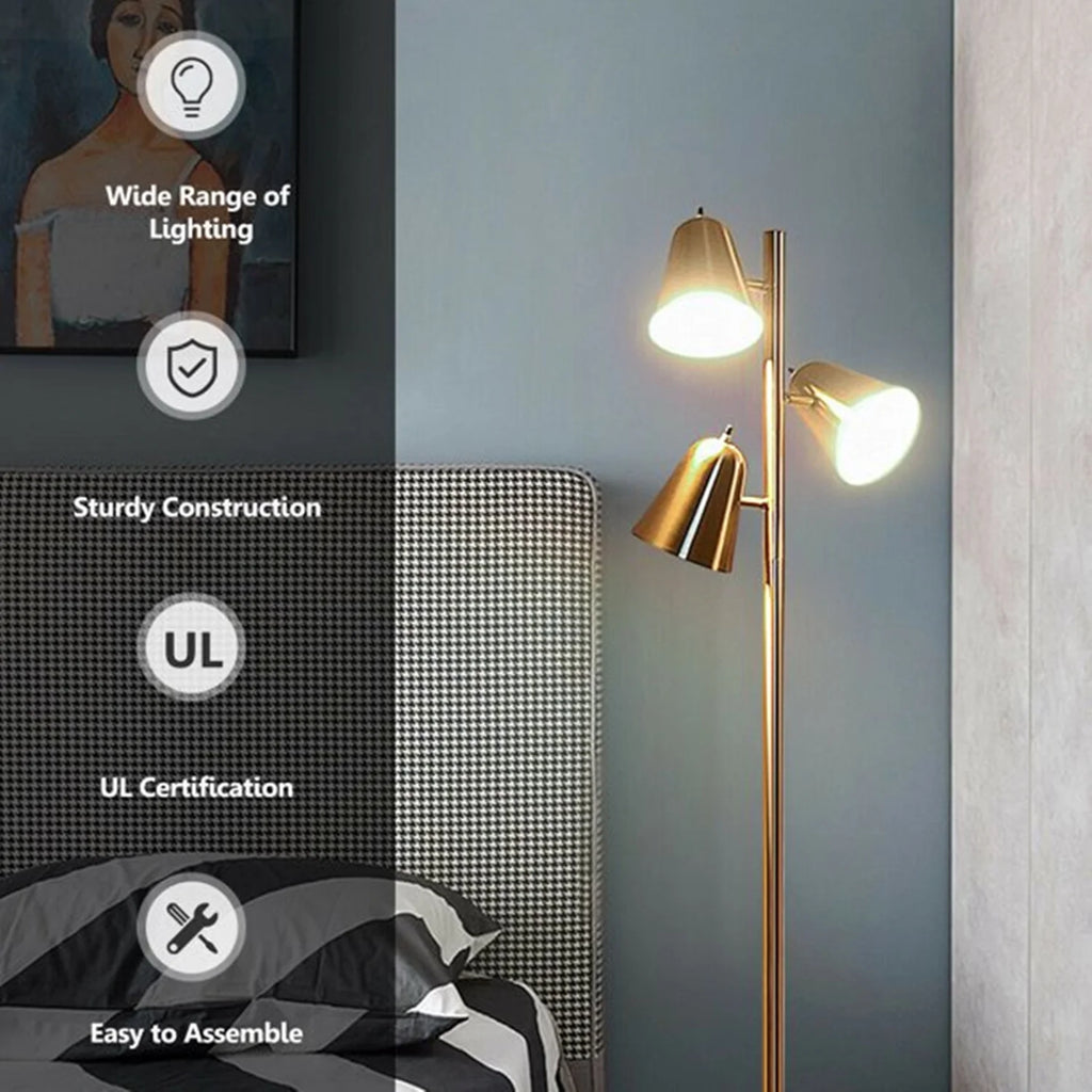 3 LED Bulb Tree Floor Lamp with 360° Adjustable Rotating Shades K62714