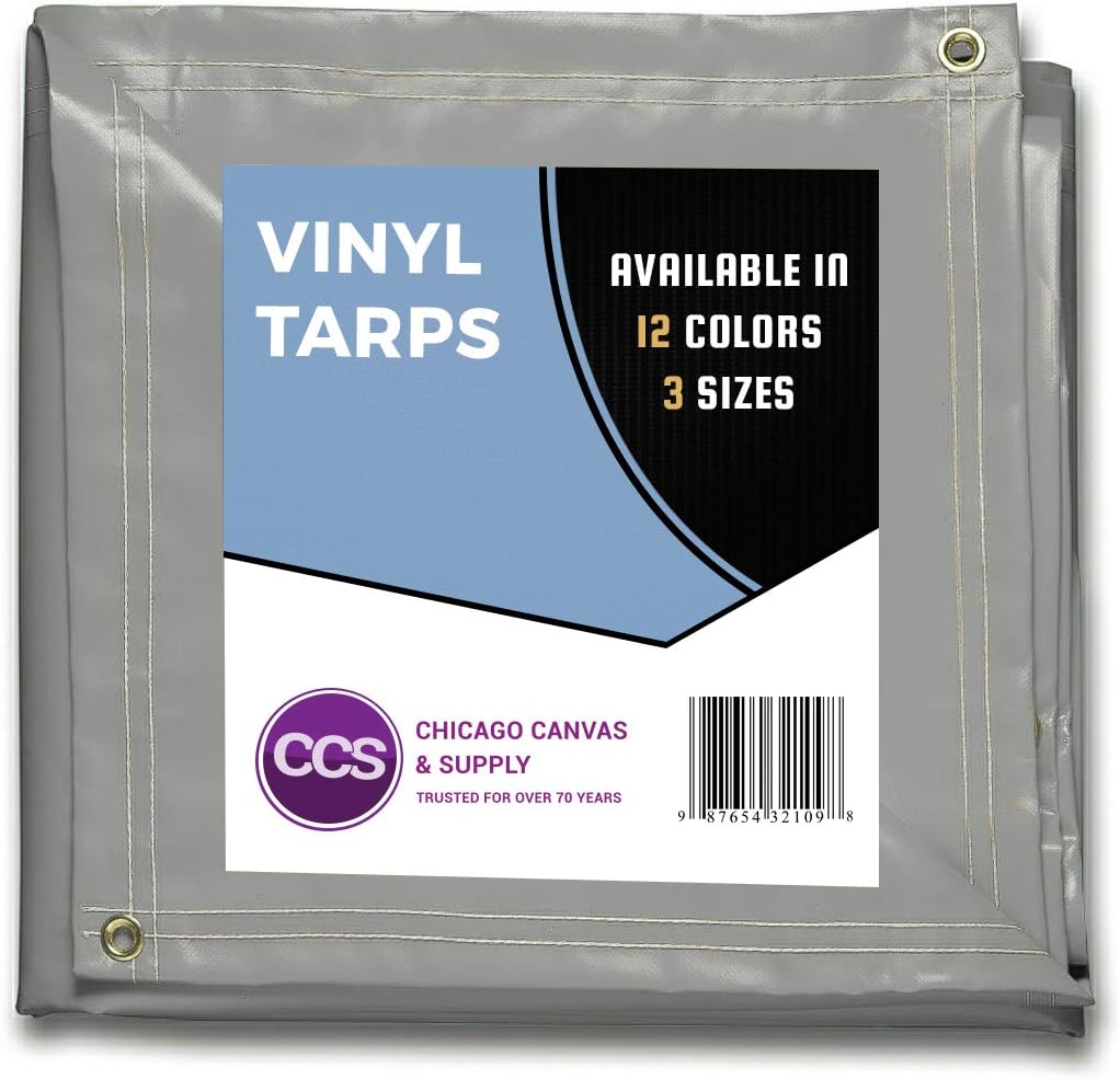 White 10 by 12 Feet Waterproof Vinyl Tarp with Rustproof Grommets E5950