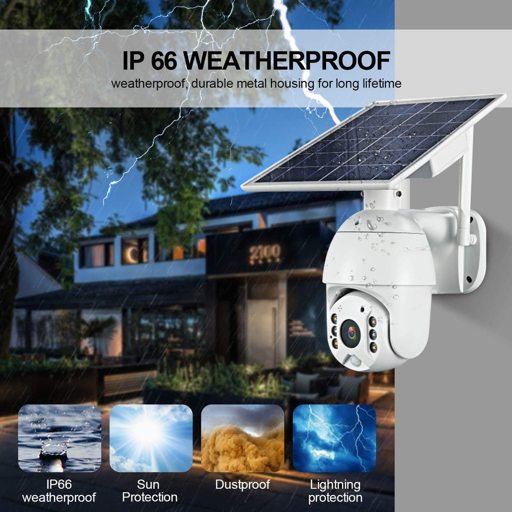 Wireless Solar Powered PTZ Security Camera with Rechargeable Battery Q5029