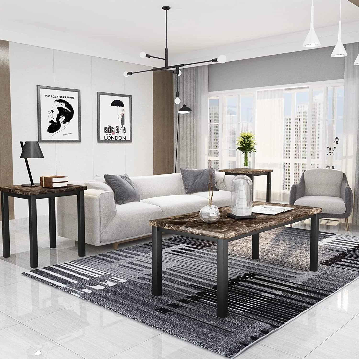 3 Piece Coffee Table Set with 2 End Tables N152650