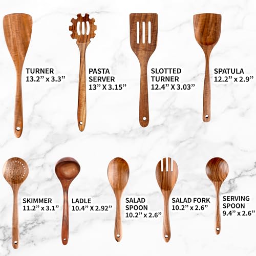 30-Piece Natural Teak Wooden Utensil Set G38905
