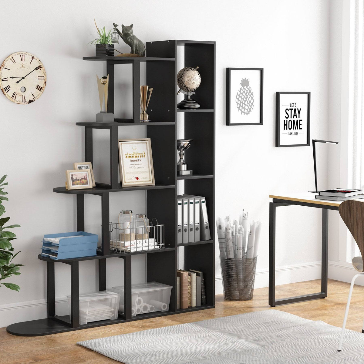 5-Tier Black Corner Ladder Shelf K352