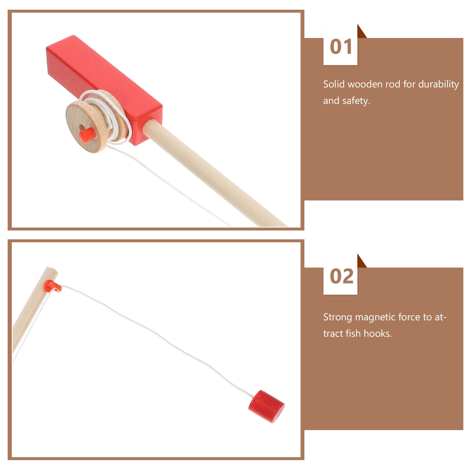 Magnetic Wooden Fishing Rod Toy Game W9932