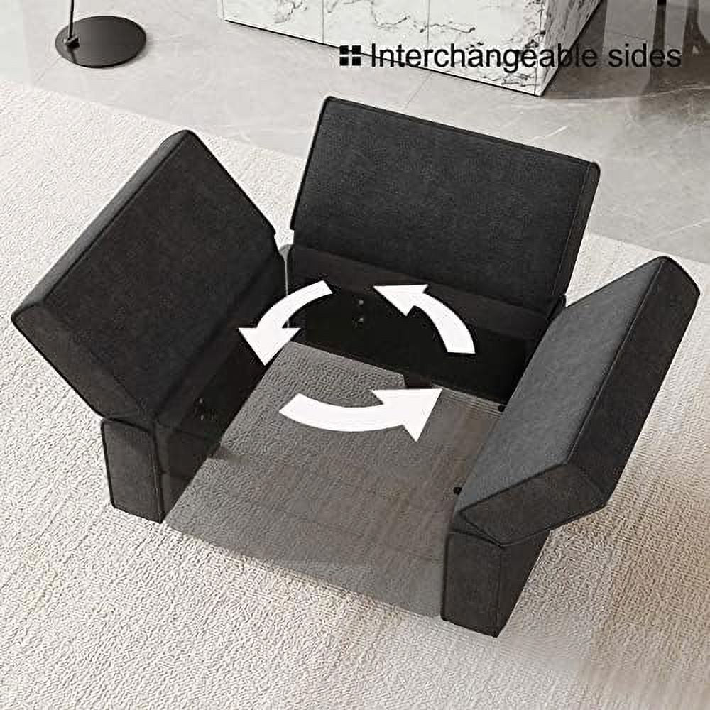 Black Fabric Modular Sectional Sofa with Ottoman V801181