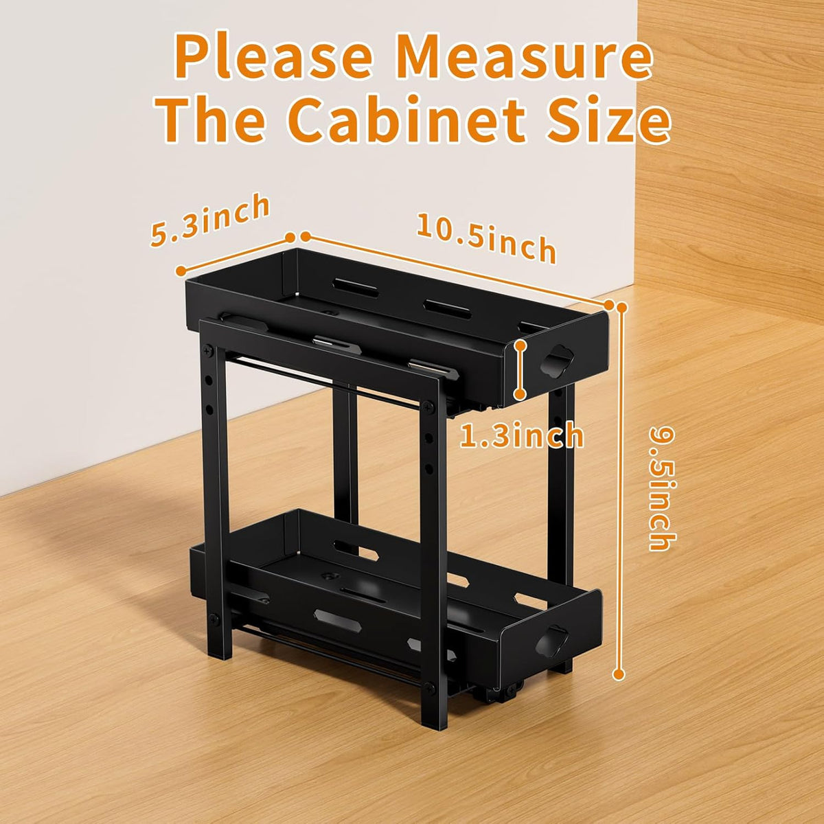 2-Tier Heavy Duty Slide Out Spice Rack, Black V689215