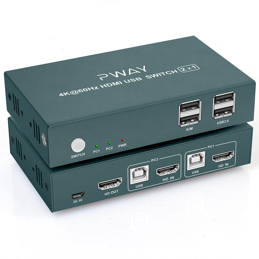 KVM Switch HDMI 2 Port, 4K@60Hz with 2 USB 2.0 Hub C4858