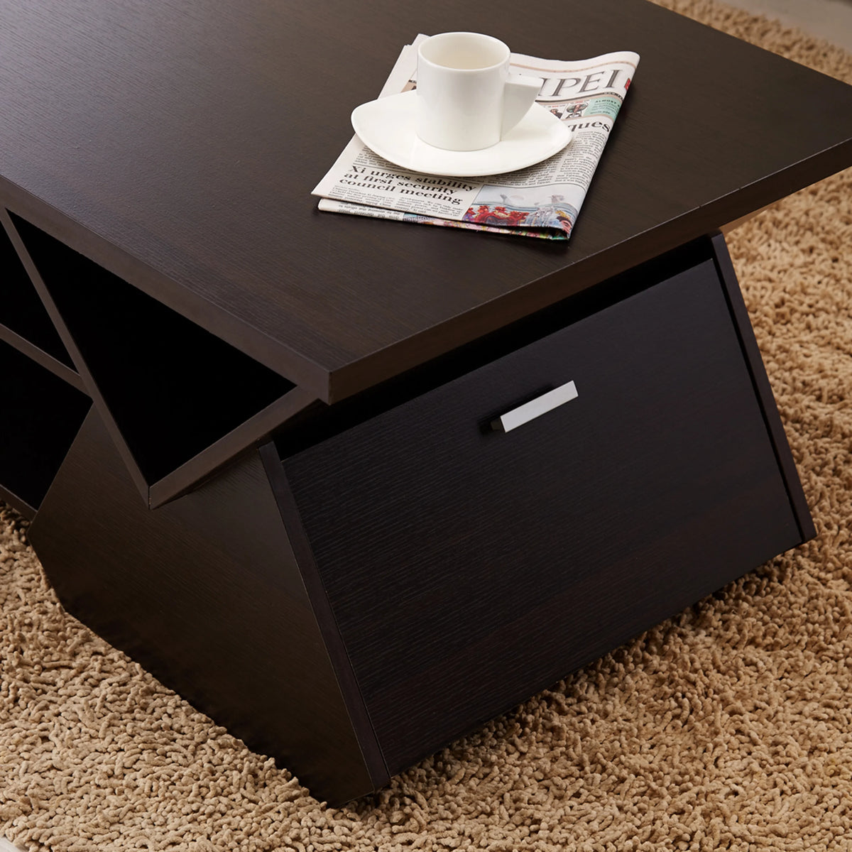 Espresso Wood Storage Coffee Table E4078
