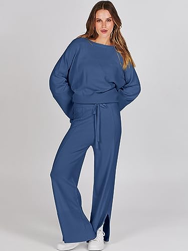Oversized Knit Sweater Set Wide Leg Pant S148